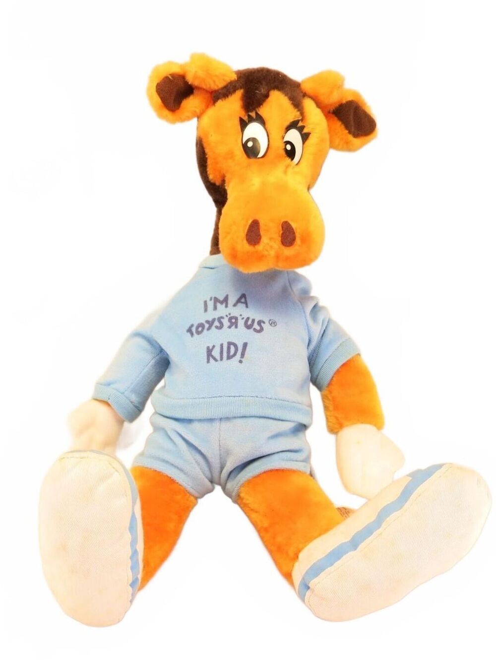 Vintage 80's Geoffrey Giraffe Plush I'm A Toys R Us Kid Blue Outfit 19" Doll